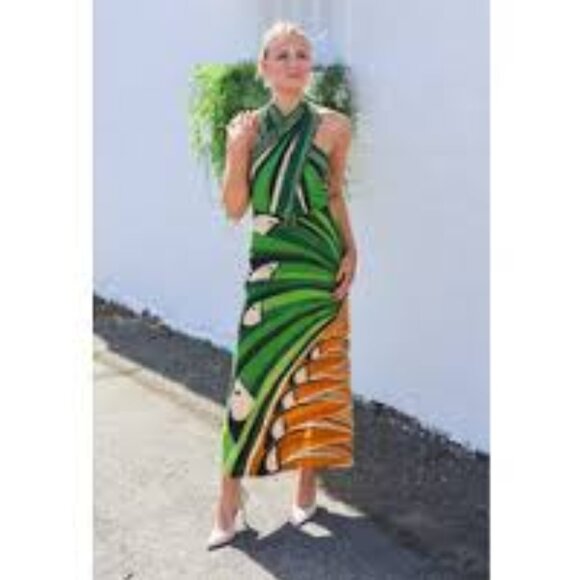 NWT Farm Rio Toucan beaded maxi halter dress, sz. S - Picture 3 of 8